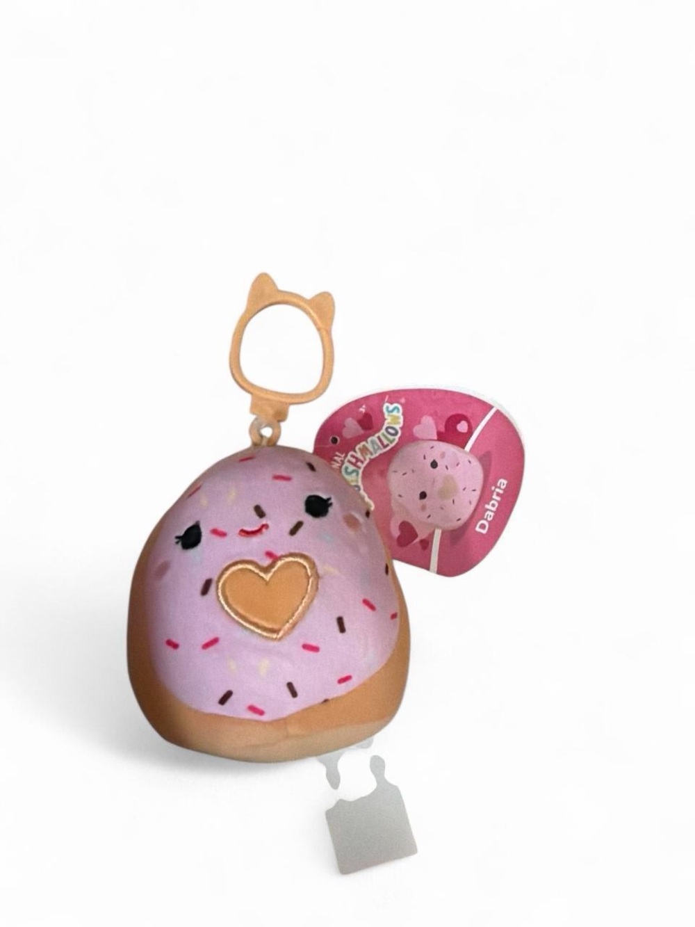 NWT Squishmallows Pink Frosted Donut Keychain with Heart